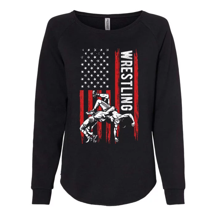 Wrestling American Usa Flag Funny Wrestle Wrestling Womens California Wash Sweatshirt