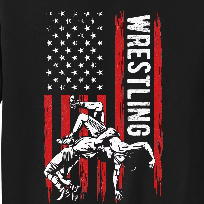 Wrestling American Usa Flag Funny Wrestle Wrestling Tall Sweatshirt