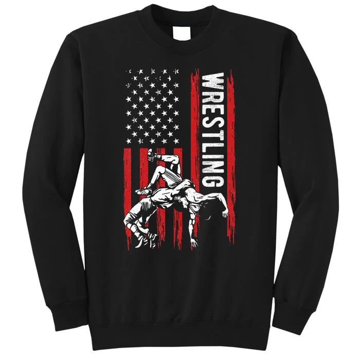 Wrestling American Usa Flag Funny Wrestle Wrestling Tall Sweatshirt