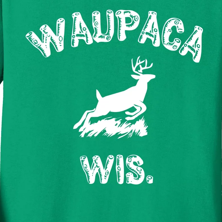 Waupaca Wis. Dustin Deer Kids Long Sleeve Shirt