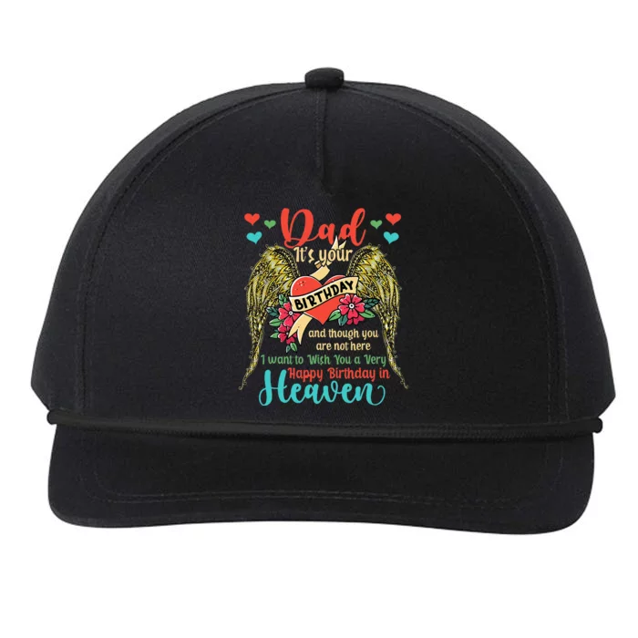 Wish A Very Happy Birthday Dad In Heaven Memorial Family Snapback Five-Panel Rope Hat