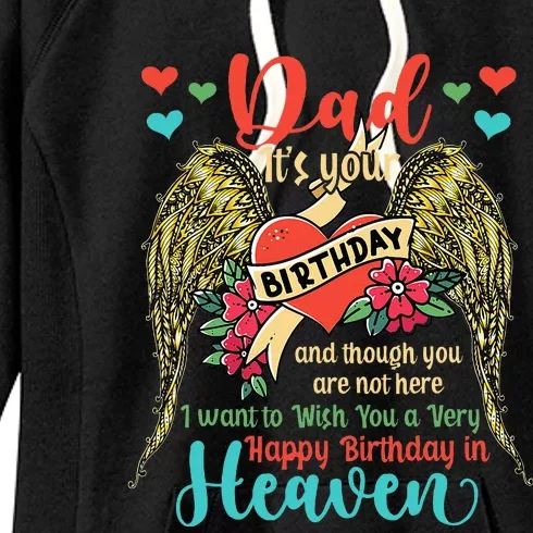 Wish A Very Happy Birthday Dad In Heaven Memorial Family Women's Fleece Hoodie