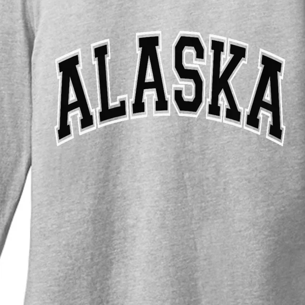 Wo Alaska Varsity Style Pink with Black Text Womens CVC Long Sleeve Shirt