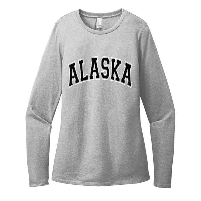 Wo Alaska Varsity Style Pink with Black Text Womens CVC Long Sleeve Shirt