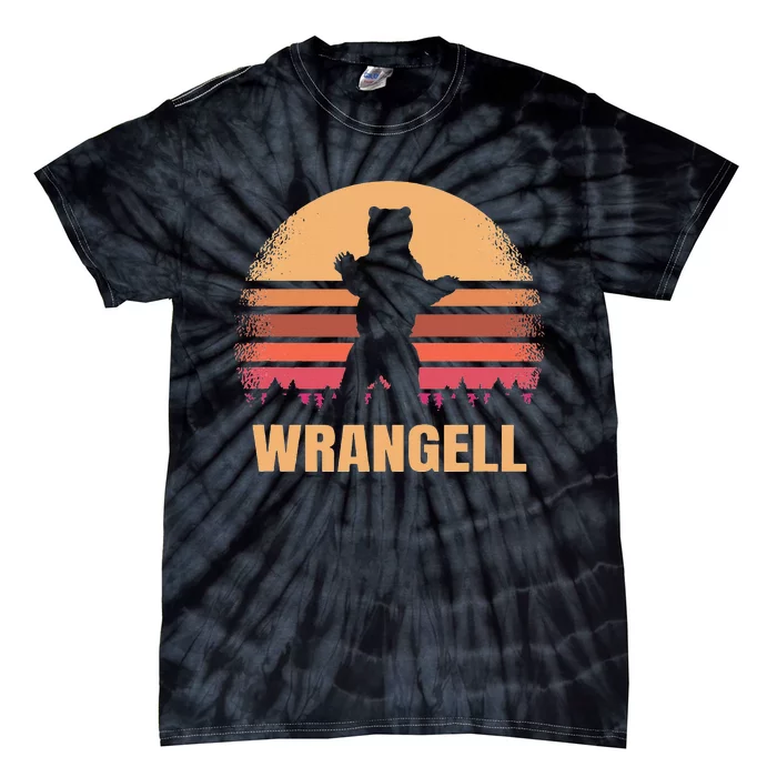 Wrangell Alaska Vintage Bear Ak Retro Distressed 80s Sunset Tie-Dye T-Shirt