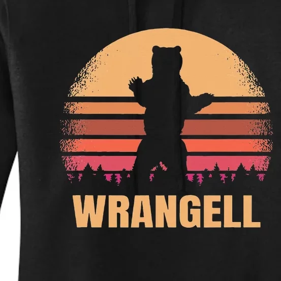 Wrangell Alaska Vintage Bear Ak Retro Distressed 80s Sunset Women's Pullover Hoodie