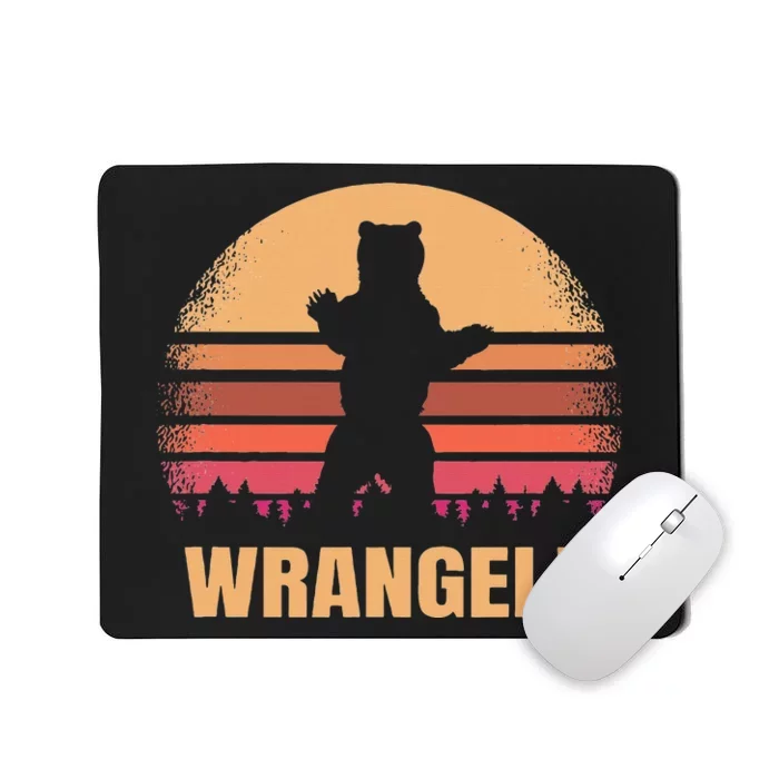 Wrangell Alaska Vintage Bear Ak Retro Distressed 80s Sunset Mousepad