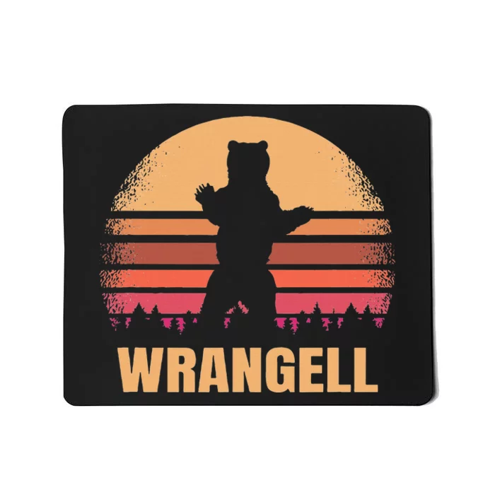 Wrangell Alaska Vintage Bear Ak Retro Distressed 80s Sunset Mousepad