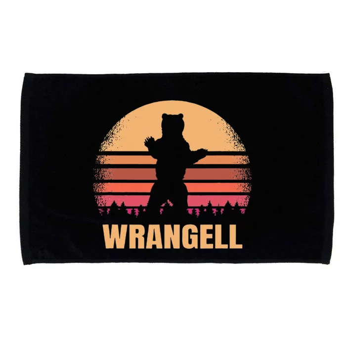 Wrangell Alaska Vintage Bear Ak Retro Distressed 80s Sunset Microfiber Hand Towel