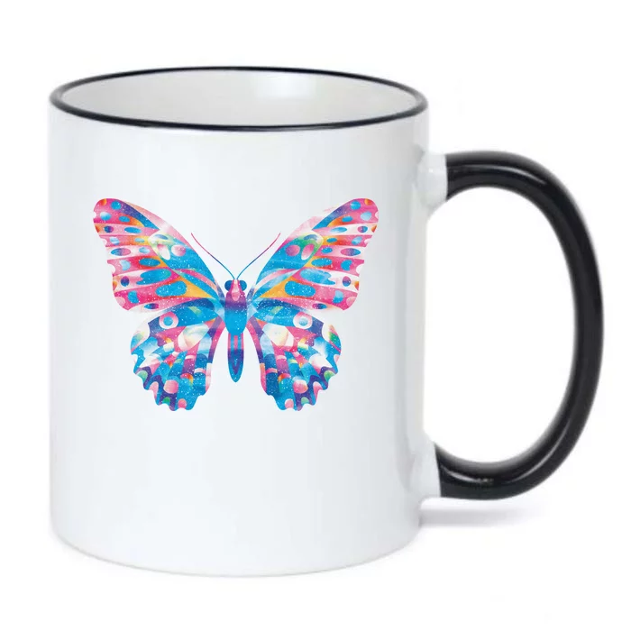 Wavy Colorful Butterfly Illustration Black Color Changing Mug