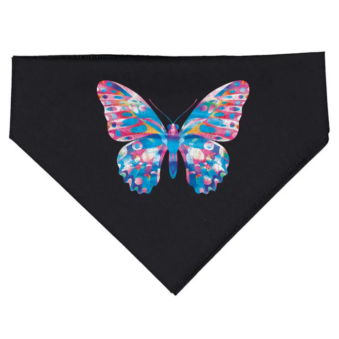 Wavy Colorful Butterfly Illustration USA-Made Doggie Bandana