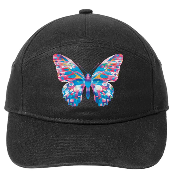 Wavy Colorful Butterfly Illustration 7-Panel Snapback Hat