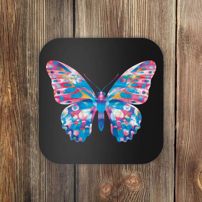 Wavy Colorful Butterfly Illustration Coaster