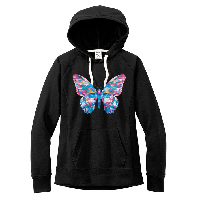 Wavy Colorful Butterfly Illustration Women's Fleece Hoodie