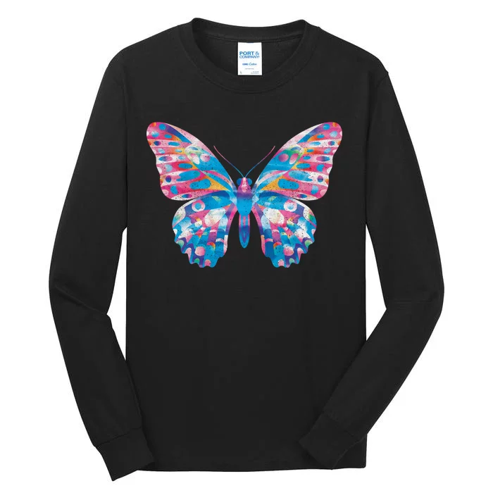 Wavy Colorful Butterfly Illustration Tall Long Sleeve T-Shirt