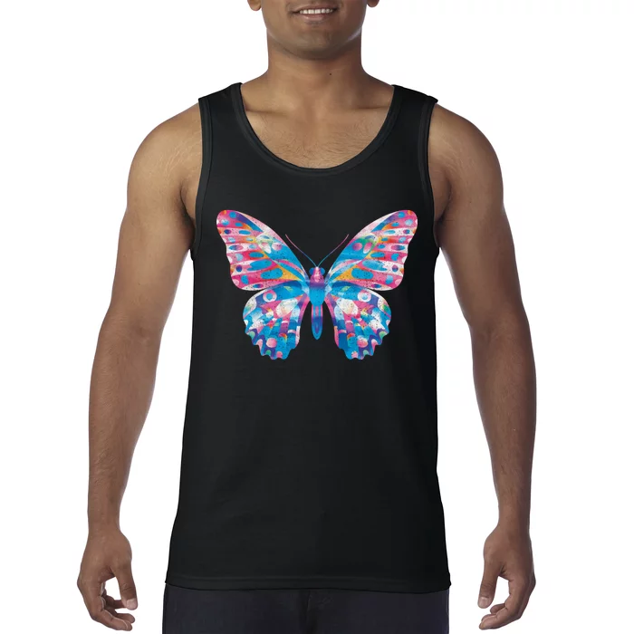 Wavy Colorful Butterfly Illustration Tank Top