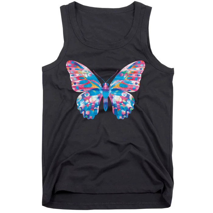 Wavy Colorful Butterfly Illustration Tank Top