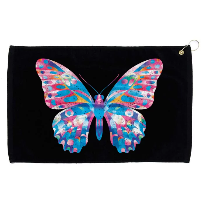 Wavy Colorful Butterfly Illustration Grommeted Golf Towel