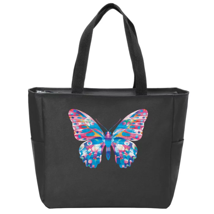 Wavy Colorful Butterfly Illustration Zip Tote Bag