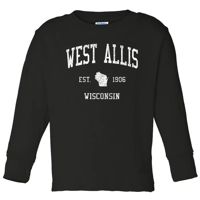 West Allis Wi Vintage Athletic Sports Toddler Long Sleeve Shirt