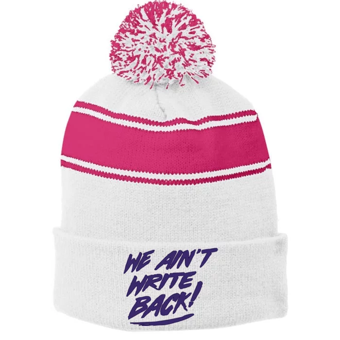 We Aint Write Back Washington Huskie Stripe Pom Pom Beanie