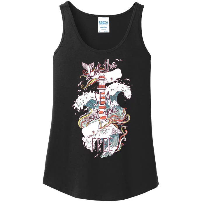 Whales And Waves Ladies Essential Tank