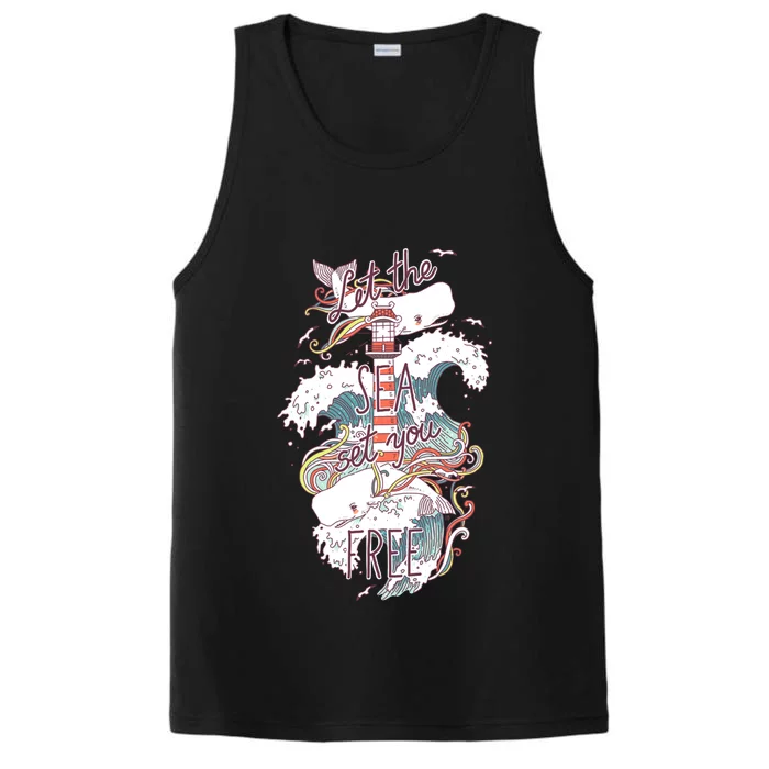 Whales And Waves Performance Tank