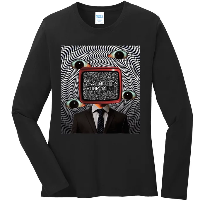 Weirdcore Aesthetic Weird Eyes Optical Illusion Oddcore Ladies Long Sleeve Shirt