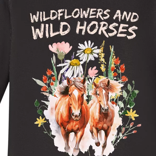 Wildflowers And Wild Horses Nature Beauty Country Baby Long Sleeve Bodysuit