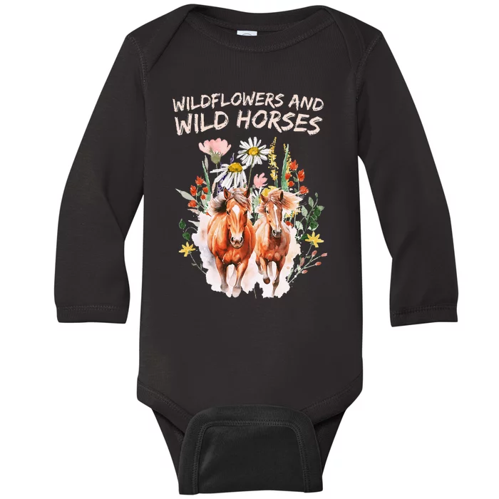 Wildflowers And Wild Horses Nature Beauty Country Baby Long Sleeve Bodysuit