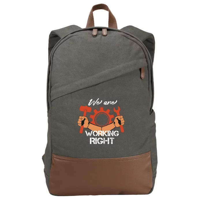 We Are Working Right Cotton Canvas Backpack