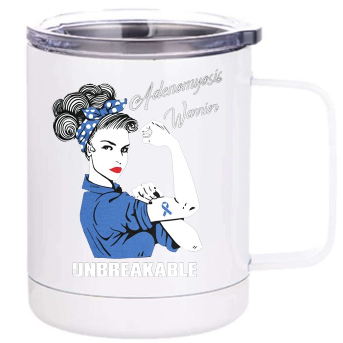 Wo Adenomyosis Warrior Unbreakable Gift Front & Back 12oz Stainless Steel Tumbler Cup