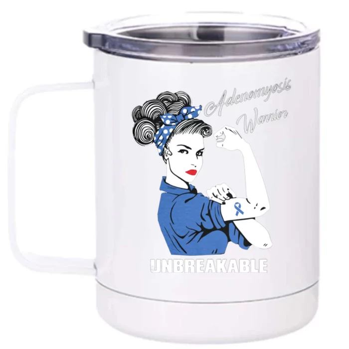 Wo Adenomyosis Warrior Unbreakable Gift Front & Back 12oz Stainless Steel Tumbler Cup