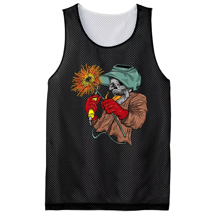 Welding Arc Welder Skeleton Skull Tig Gas welding Mesh Reversible Basketball Jersey Tank