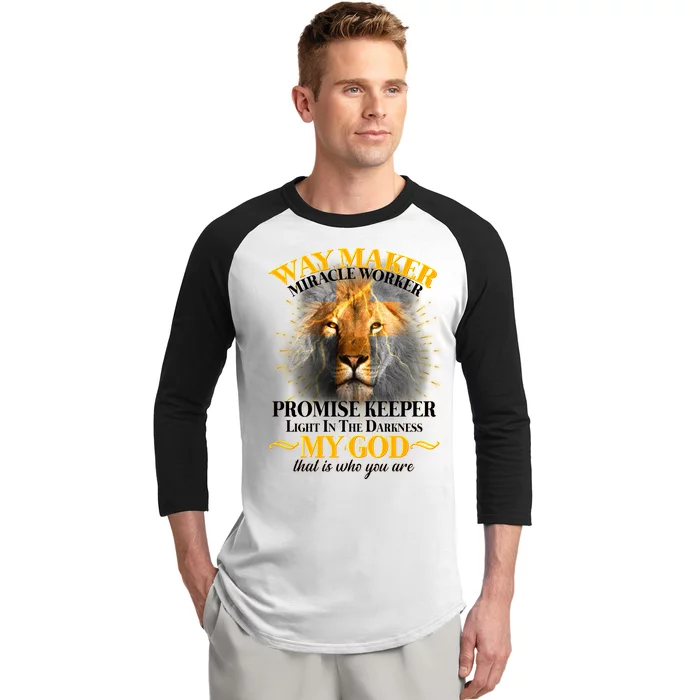 Way Maker Miracle Worker Lion Baseball Sleeve Shirt