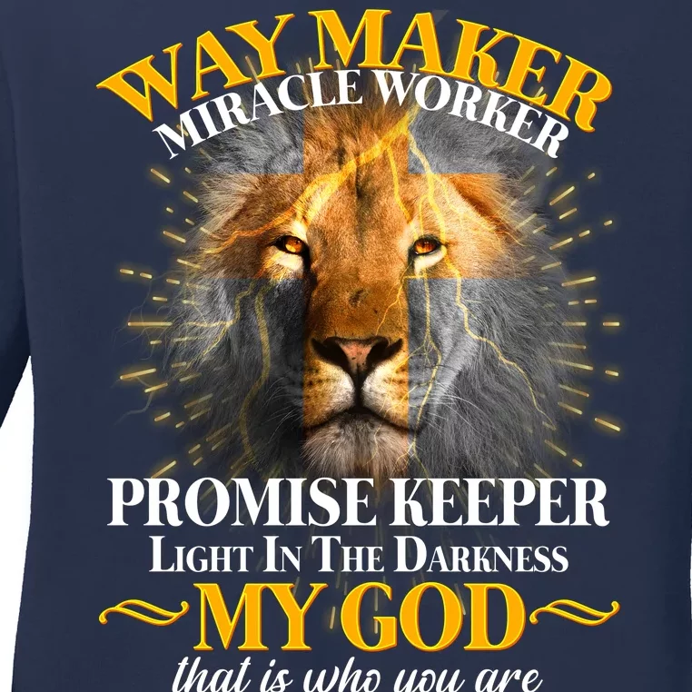 Way Maker Miracle Worker Lion Ladies Long Sleeve Shirt