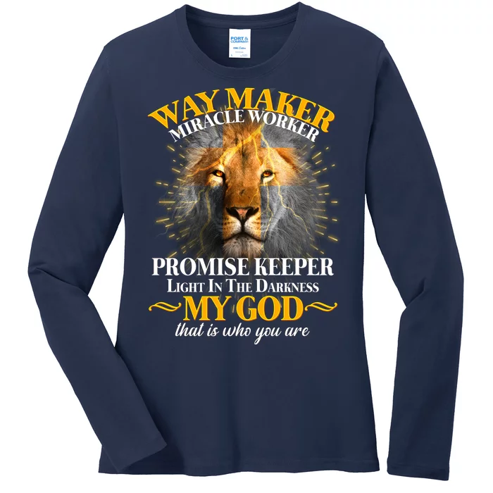 Way Maker Miracle Worker Lion Ladies Long Sleeve Shirt