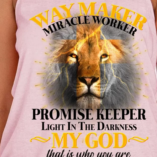 Way Maker Miracle Worker Lion Women's Knotted Racerback Tank