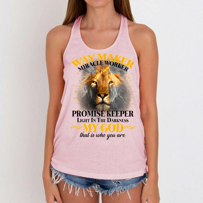 Way Maker Miracle Worker Lion Women's Knotted Racerback Tank