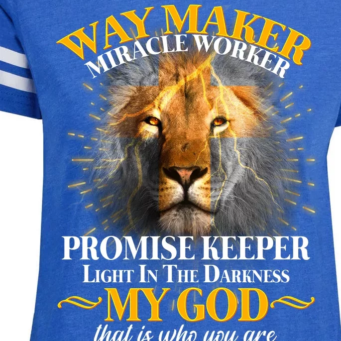 Way Maker Miracle Worker Lion Enza Ladies Jersey Football T-Shirt