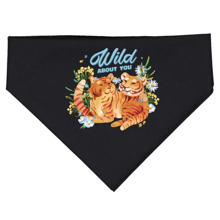 Wild About You Cute Tiger Couple USA-Made Doggie Bandana