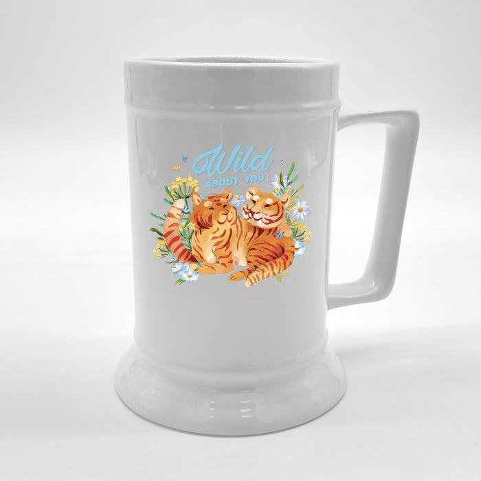 Wild About You Cute Tiger Couple Front & Back Beer Stein