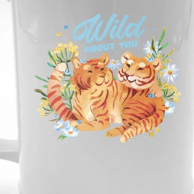 Wild About You Cute Tiger Couple Front & Back Beer Stein