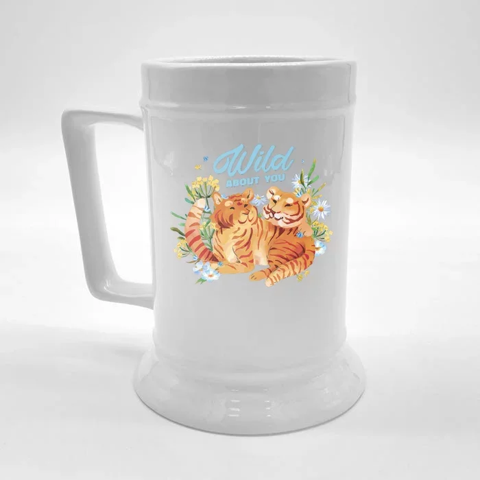 Wild About You Cute Tiger Couple Front & Back Beer Stein