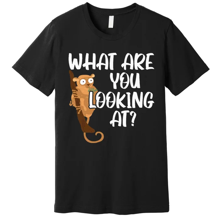 What Are You Looking At Big Eyes Animal Lover Tarsier Premium T-Shirt