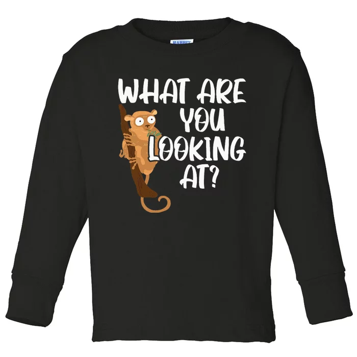 What Are You Looking At Big Eyes Animal Lover Tarsier Toddler Long Sleeve Shirt