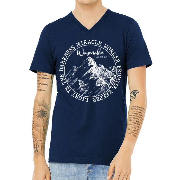 Waymaker Isaiah 42:16 Nature Mountains V-Neck T-Shirt