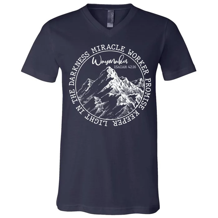 Waymaker Isaiah 42:16 Nature Mountains V-Neck T-Shirt