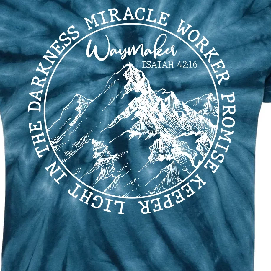 Waymaker Isaiah 42:16 Nature Mountains Kids Tie-Dye T-Shirt