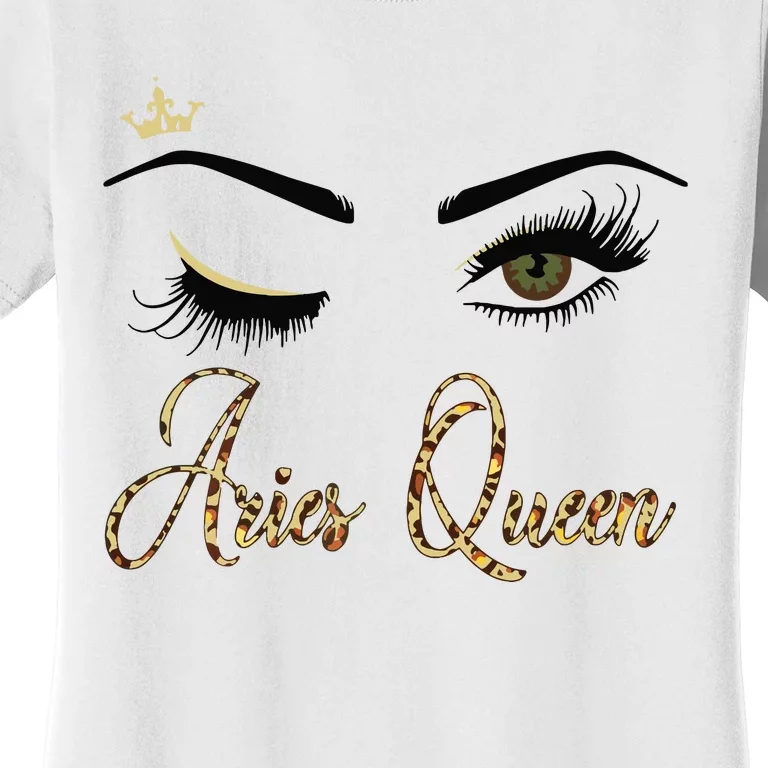 Womens Aries Zodiac Birthday Leopard Print For Girl Women Women's T-Shirt